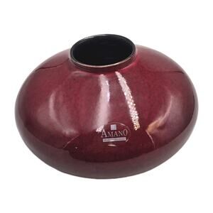Pier 1 Amano Oxblood Red Art Pottery Round Squat Vase 629-13 Germany 10x6"